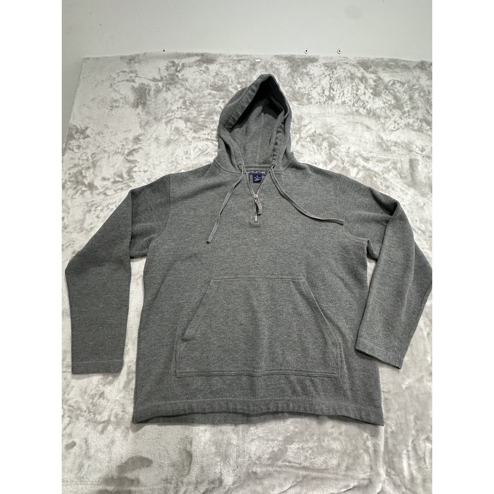 Structure Hoodie Sweater Men's Size Medium Gray Long Sleeve Vintage 1/4‎ Zip EUC